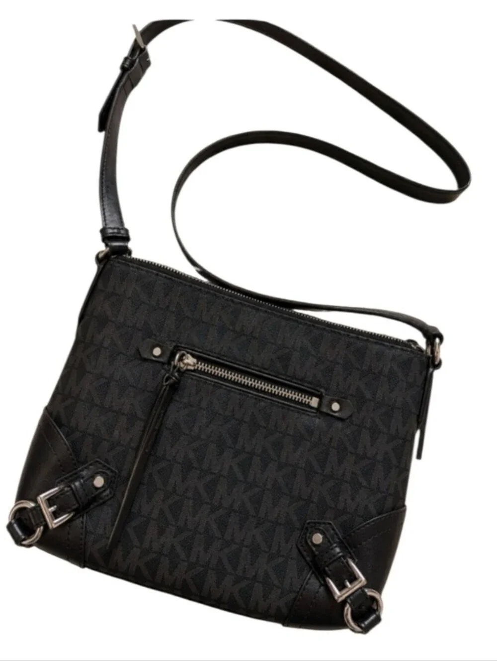 Michael Kors Fallon Black Signature Logo Crossbody Bag NWT